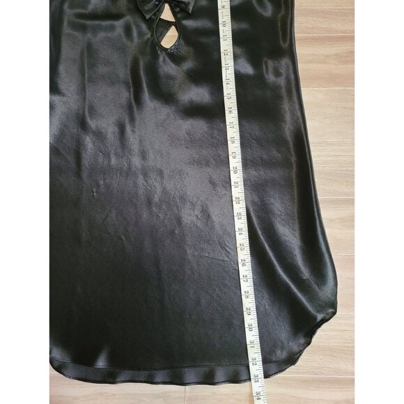 Intimate Moods Black Satin Robe & Gown Set Size M Keyhole Slip with Hanger - Picture 7 of 8